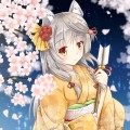 和服と桜